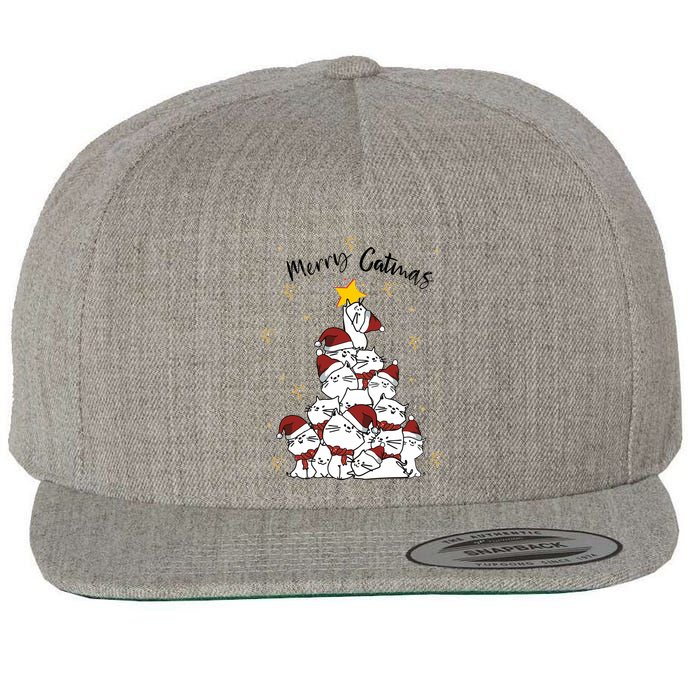 Merry Catmas Christmas Wool Snapback Cap