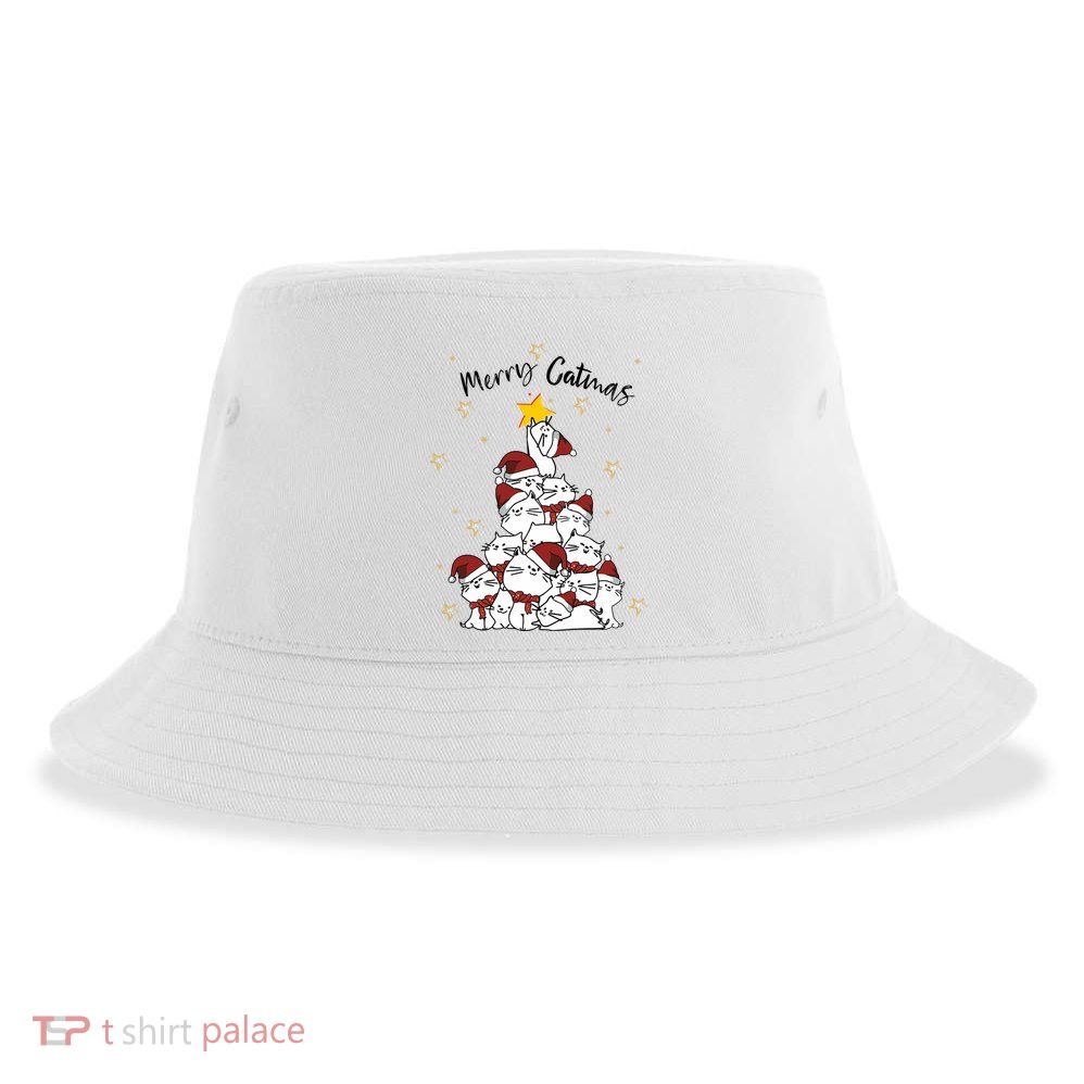 Merry Catmas Christmas Sustainable Bucket Hat