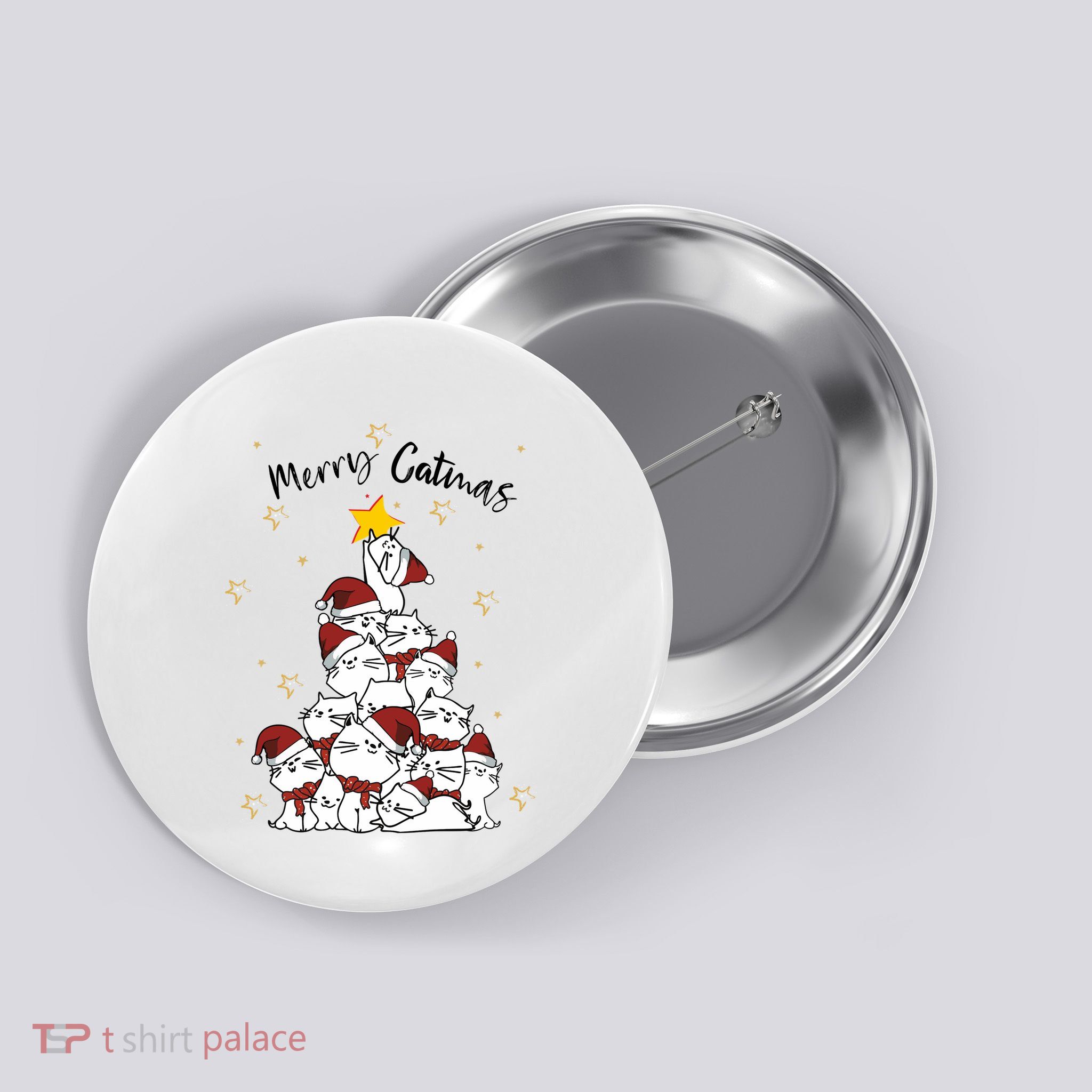 Merry Catmas Christmas Button