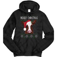 Mooey Christmas Cow Christmas Ugly Sweater Style Pajama Xmas Tie Dye Hoodie