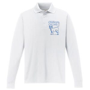 Meidastouch Childless Cat Lady Performance Long Sleeve Polo