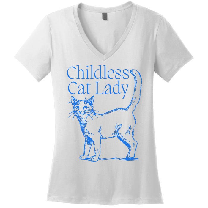 Meidastouch Childless Cat Lady Women's V-Neck T-Shirt