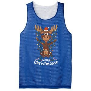 Merry Christmoose Christmas Moose Xmas Tree Lights Gift Mesh Reversible Basketball Jersey Tank