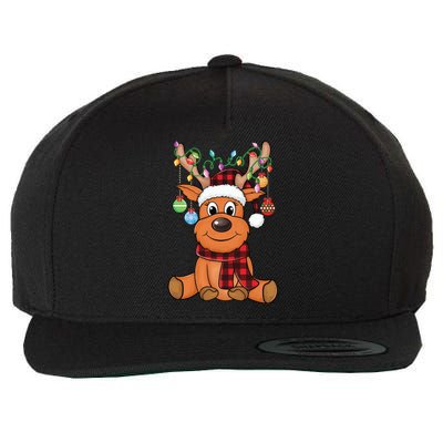 Merry Christmas Cute Reindeer Xmas Family Matching Wool Snapback Cap