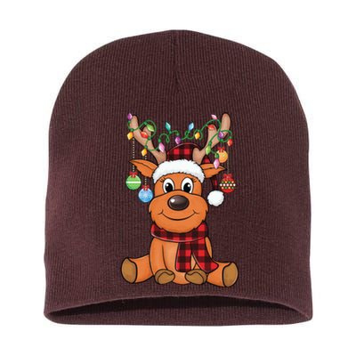 Merry Christmas Cute Reindeer Xmas Family Matching Short Acrylic Beanie