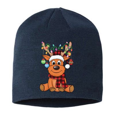 Merry Christmas Cute Reindeer Xmas Family Matching Sustainable Beanie