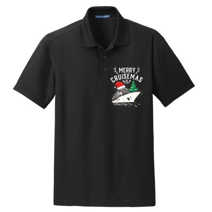 Merry Cruisemas Cruise Ship Family Christmas Funny Dry Zone Grid Polo