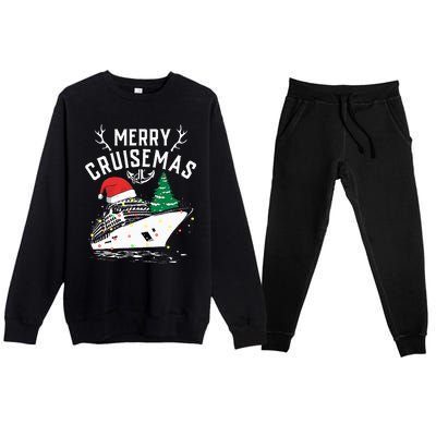 Merry Cruisemas Cruise Ship Family Christmas Funny Premium Crewneck Sweatsuit Set