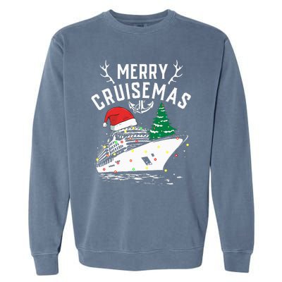 Merry Cruisemas Cruise Ship Family Christmas Funny Garment-Dyed Sweatshirt