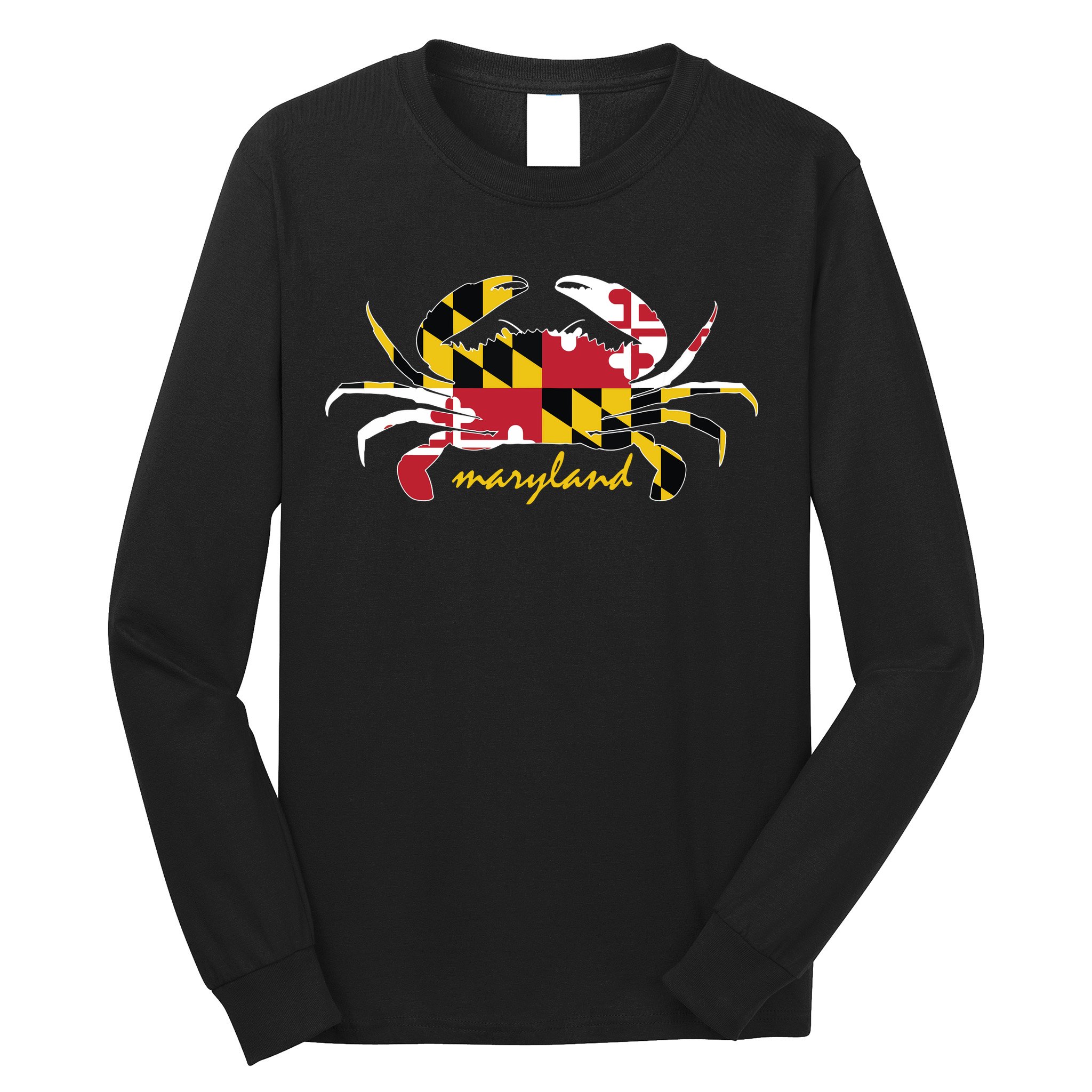 Maryland Crab Cute State Pride Flag Long Sleeve Shirt