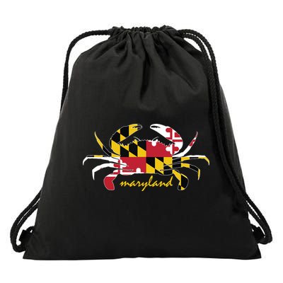 Maryland Crab Cute State Pride Flag Drawstring Bag