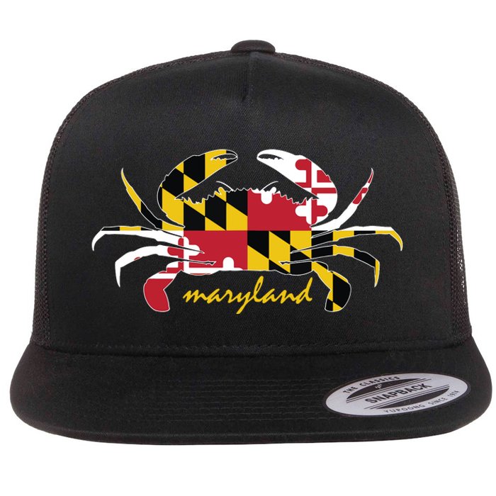 Maryland Crab Cute State Pride Flag Flat Bill Trucker Hat