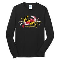 Maryland Crab Cute State Pride Flag Tall Long Sleeve T-Shirt