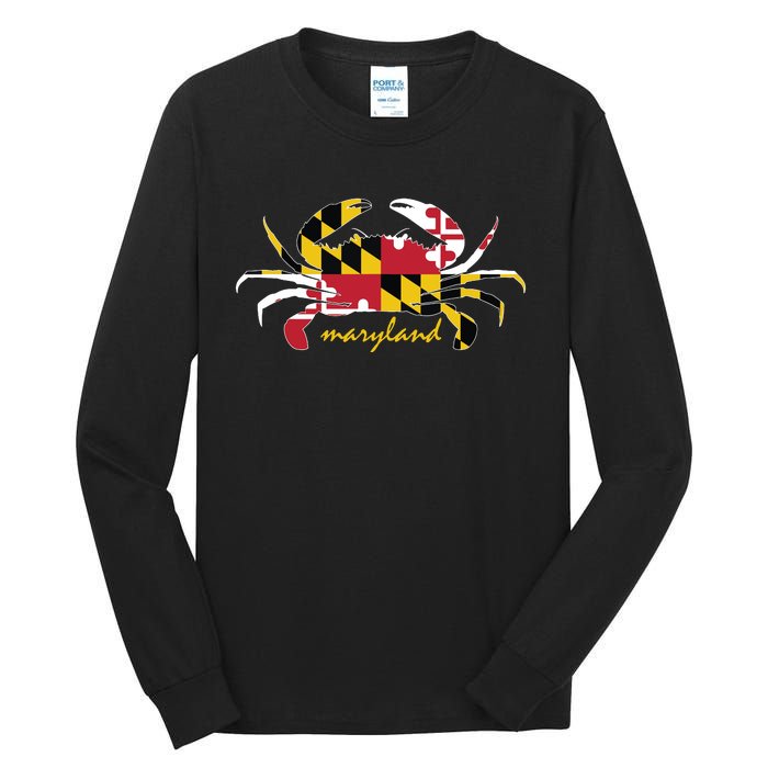 Maryland Crab Cute State Pride Flag Tall Long Sleeve T-Shirt