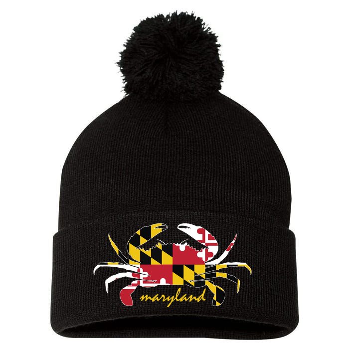 Maryland Crab Cute State Pride Flag Pom Pom 12in Knit Beanie