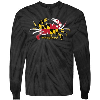 Maryland Crab Cute State Pride Flag Tie-Dye Long Sleeve Shirt