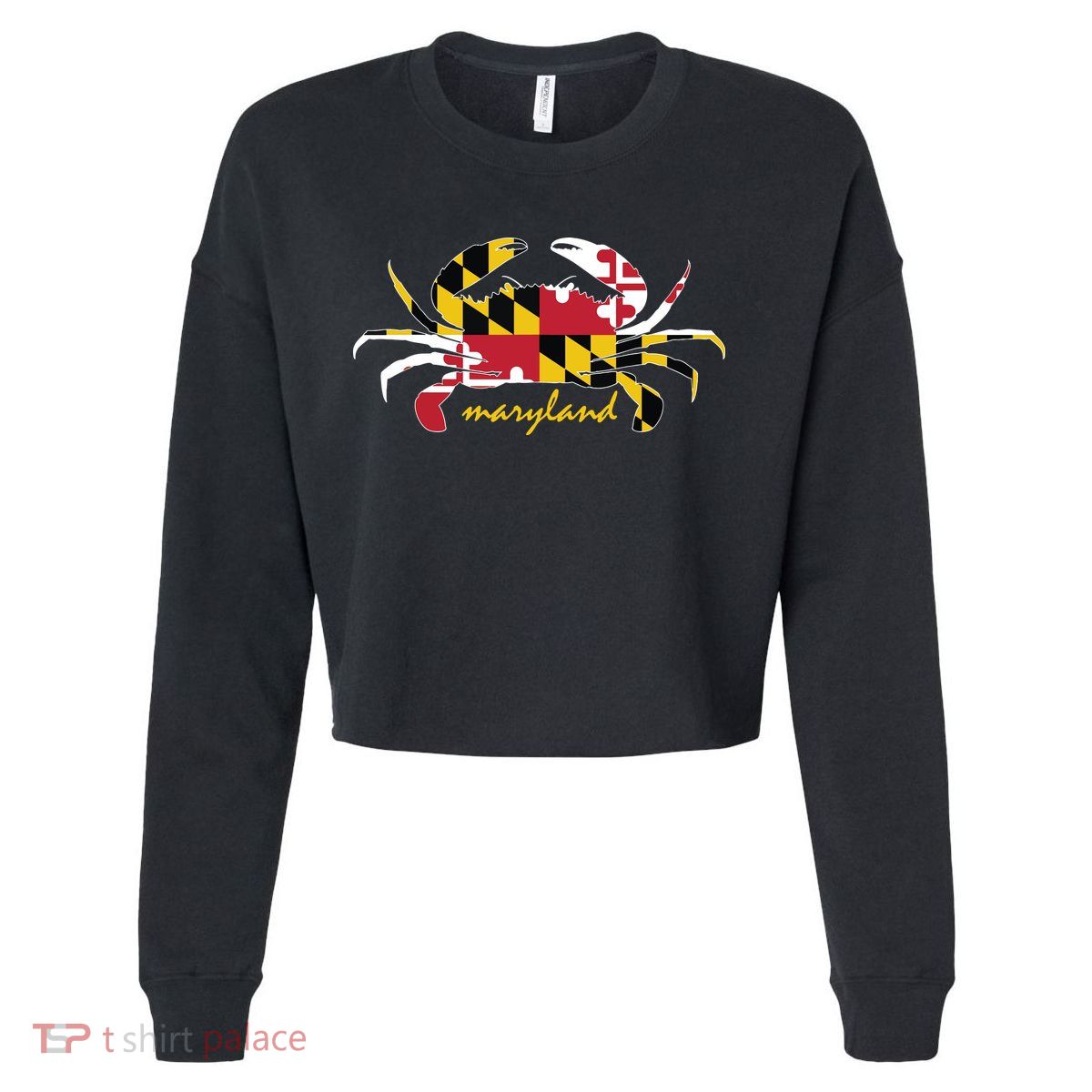 Maryland Crab Cute State Pride Flag Cropped Pullover Crew