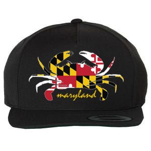 Maryland Crab Cute State Pride Flag Wool Snapback Cap