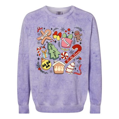 Merry Christmas Candy Cakes Gingerbread Cozy Vibes Colorblast Crewneck Sweatshirt