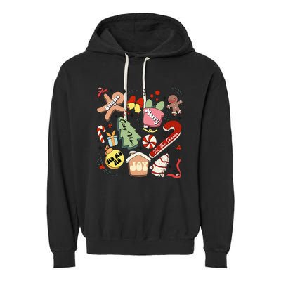 Merry Christmas Candy Cakes Gingerbread Cozy Vibes Garment-Dyed Fleece Hoodie