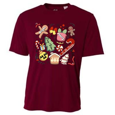 Merry Christmas Candy Cakes Gingerbread Cozy Vibes Cooling Performance Crew T-Shirt