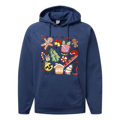 Merry Christmas Candy Cakes Gingerbread Cozy Vibes Performance Fleece Hoodie