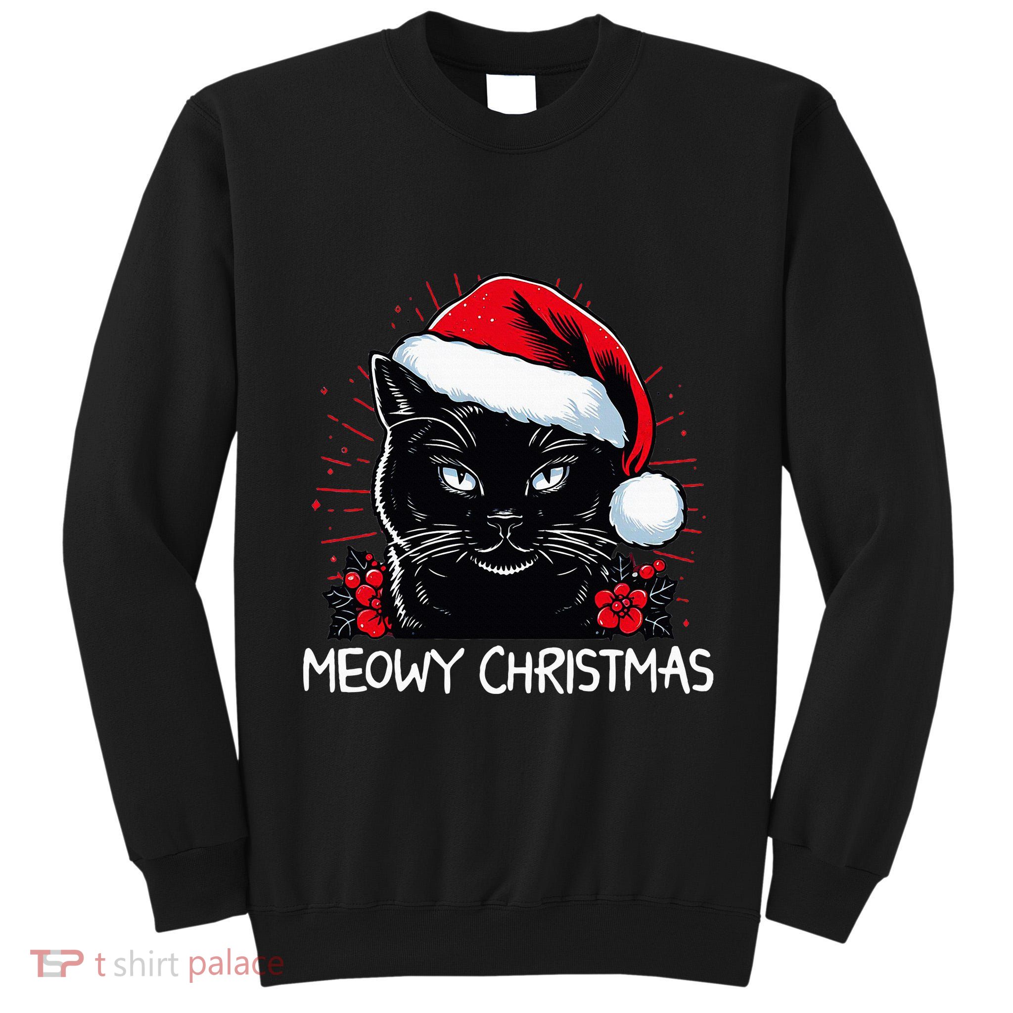 Merry Christmas Celebration Happy Xmas Christmas Black Cat Tall Sweatshirt