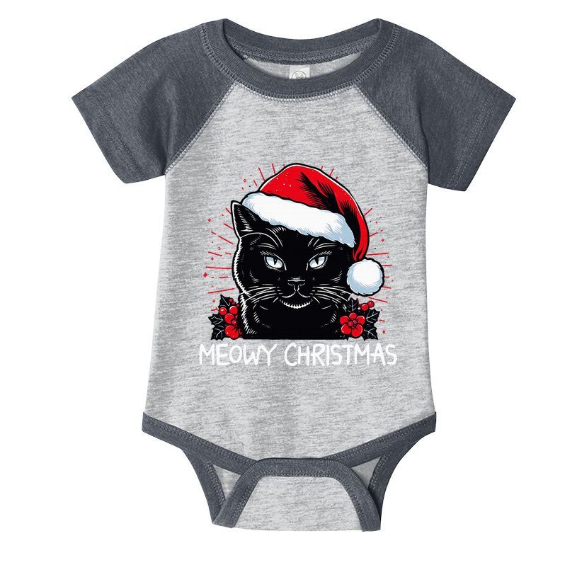 Merry Christmas Celebration Happy Xmas Christmas Black Cat Infant Baby Jersey Bodysuit