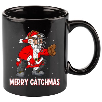 Merry Catchmas Christmas Santa Claus Baseball Catcher Xmas Gift 11oz C Handle Ceramic Mug