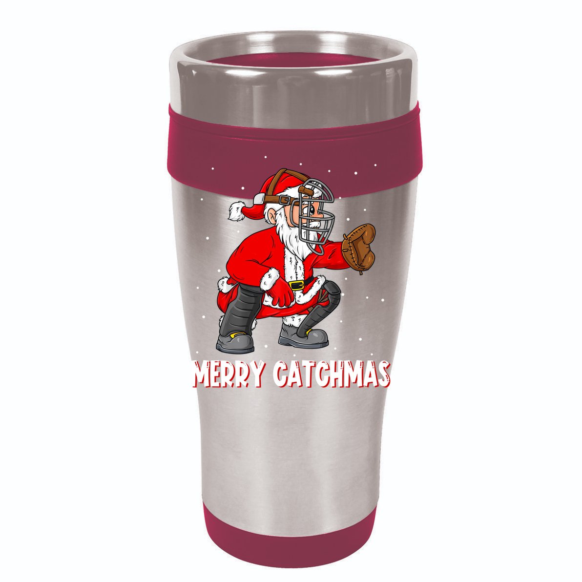 Merry Catchmas Christmas Santa Claus Baseball Catcher Xmas Gift Flat Bill Trucker Hat