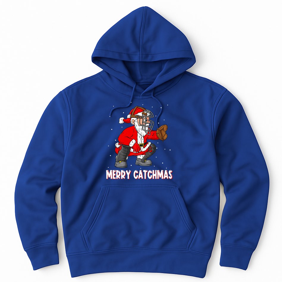 Merry Catchmas Christmas Santa Claus Baseball Catcher Xmas Gift Hoodie