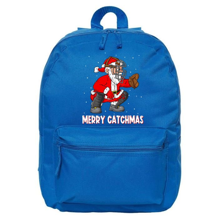 Merry Catchmas Christmas Santa Claus Baseball Catcher Xmas Gift 16 in Basic Backpack
