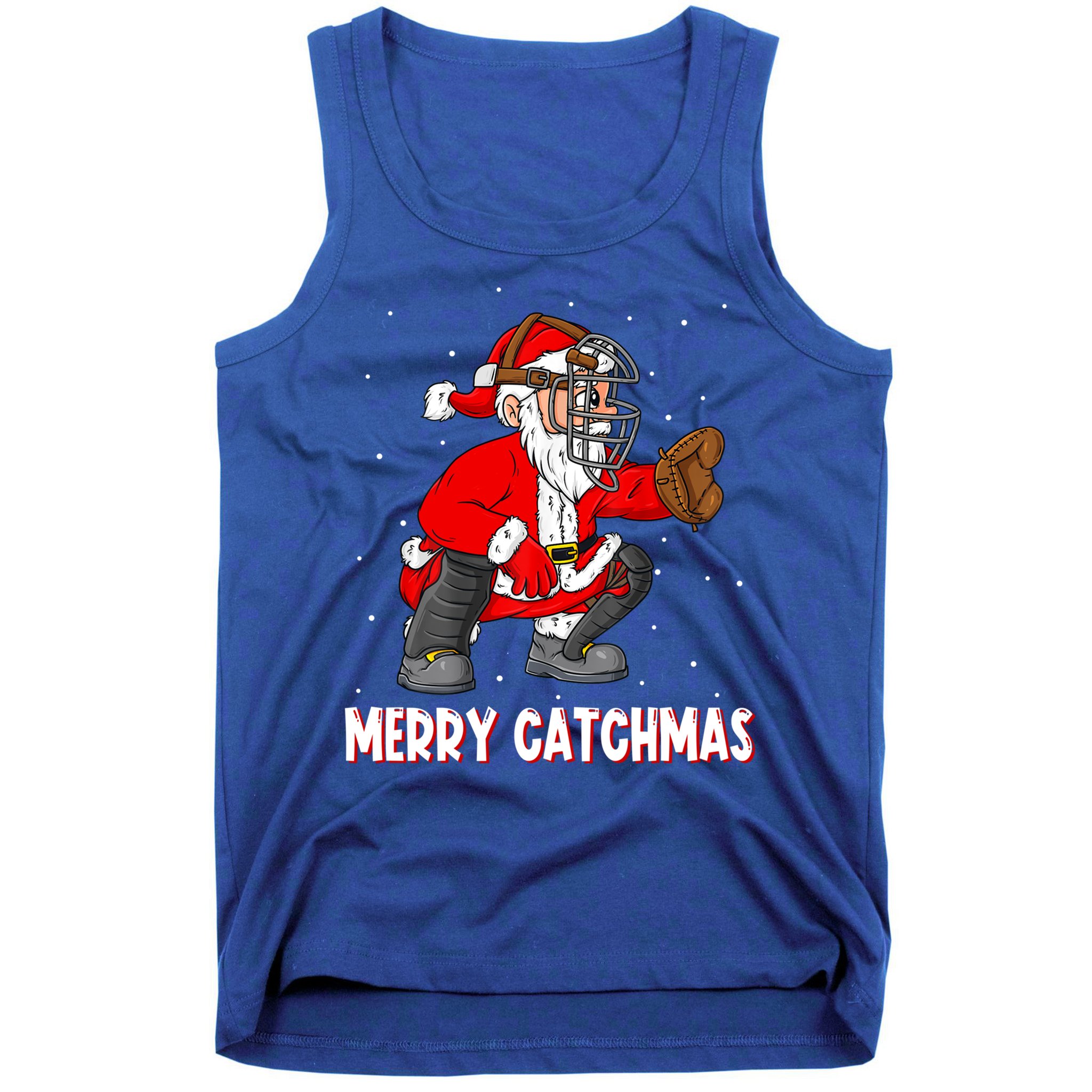 Merry Catchmas Christmas Santa Claus Baseball Catcher Xmas Gift Tank Top