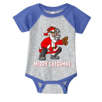 Merry Catchmas Christmas Santa Claus Baseball Catcher Xmas Gift Infant Baby Jersey Bodysuit