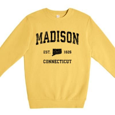 Madison Connecticut Ct Vintage Athletic Sports Premium Crewneck Sweatshirt