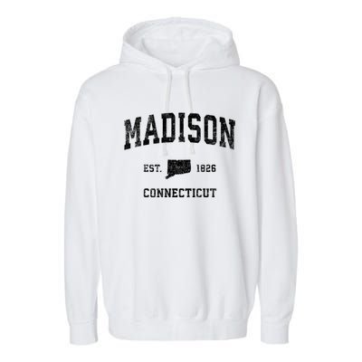 Madison Connecticut Ct Vintage Athletic Sports Garment-Dyed Fleece Hoodie