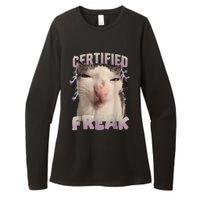 Meme Cat Certified Freak Eat Cement Cursed Cat Funny Womens CVC Long Sleeve Shirt