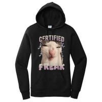 Meme Cat Certified Freak Eat Cement Cursed Cat Funny Women's Pullover Hoodie