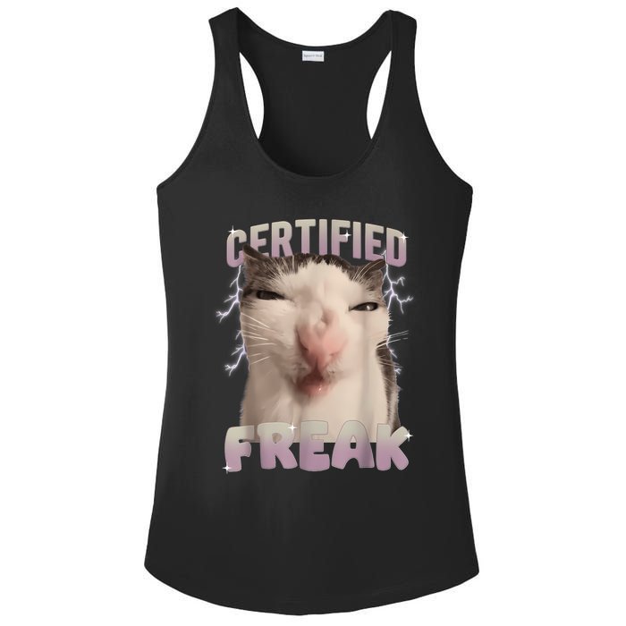 Meme Cat Certified Freak Eat Cement Cursed Cat Funny Ladies PosiCharge Competitor Racerback Tank