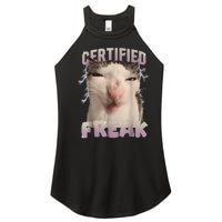 Meme Cat Certified Freak Eat Cement Cursed Cat Funny Women's Perfect Tri Rocker Tank