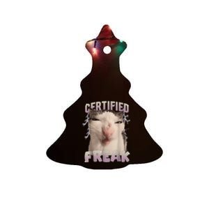 Meme Cat Certified Freak Eat Cement Cursed Cat Funny Ceramic Tree Ornament