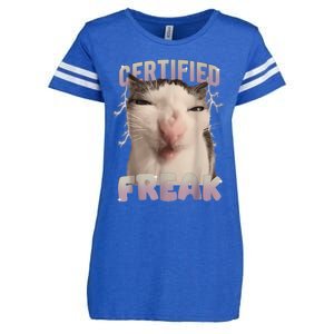 Meme Cat Certified Freak Eat Cement Cursed Cat Funny Enza Ladies Jersey Football T-Shirt