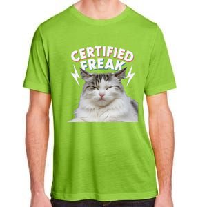 Meme Cat Certified Freak Eat Cement Cursed Cat Funny Adult ChromaSoft Performance T-Shirt