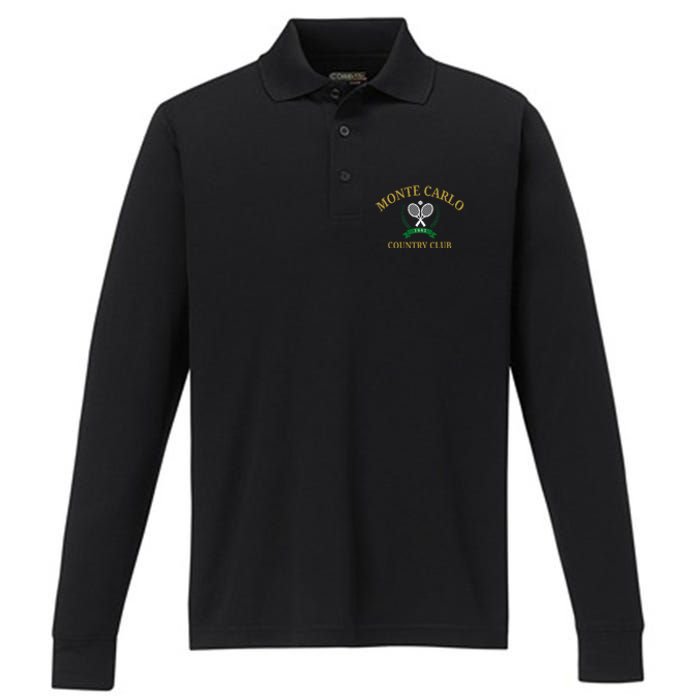 Monte Carlo Country Club Vintage Tennis Aesthetic Performance Long Sleeve Polo