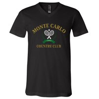 Monte Carlo Country Club Vintage Tennis Aesthetic V-Neck T-Shirt