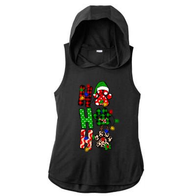 Merry Christmas Celebration Dog Owners Ho Ho Ho Meaningful Gift Ladies PosiCharge Tri-Blend Wicking Draft Hoodie Tank