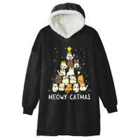 Meowy Catmas Cat Christmas Tree Xmas Funny Santa Hooded Wearable Blanket