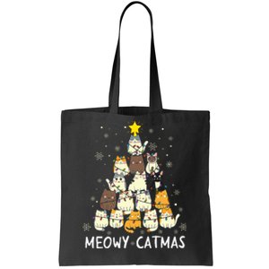 Meowy Catmas Cat Christmas Tree Xmas Funny Santa Tote Bag