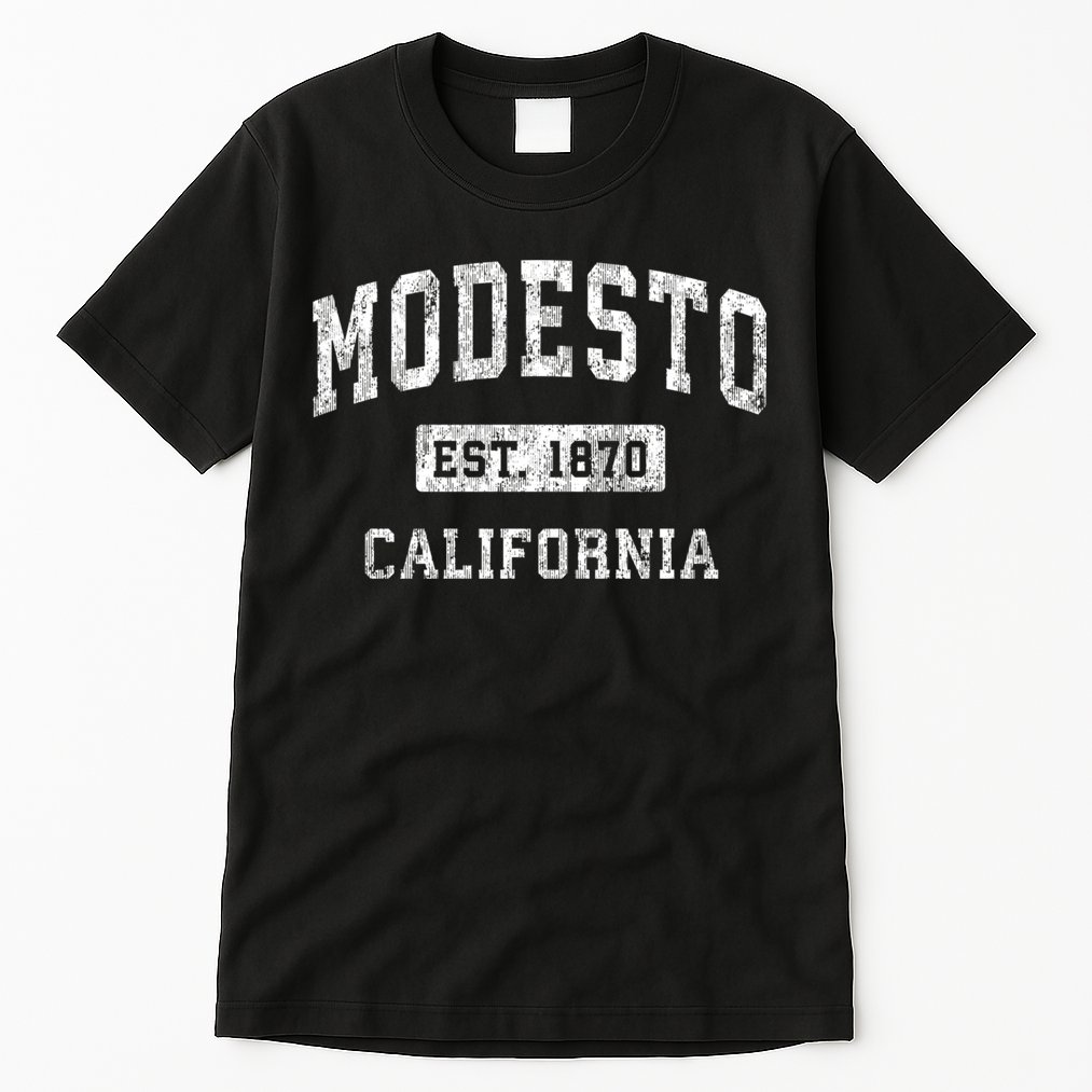 Modesto California Ca Vintage Established Sports Tall T-Shirt