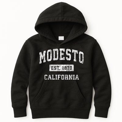 Modesto California Ca Vintage Established Sports Kids Hoodie